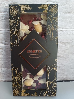 Cukor és Laktózmentes étcsokoládé mandulával, makadámdióval és meggyel