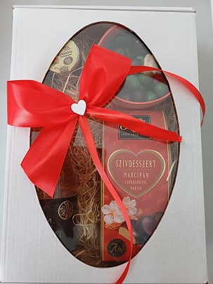 Marcipán szívdesszert, sült tea, drazsé, Fölföldi Bozzante